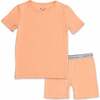 Peach Fuzz Bamboo Kids Pajama Short Set, Orange - Pajamas - 1 - thumbnail