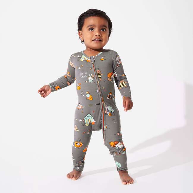 Trick or Treaters Bamboo Convertible Footie, Grey - Footie Pajamas - 4