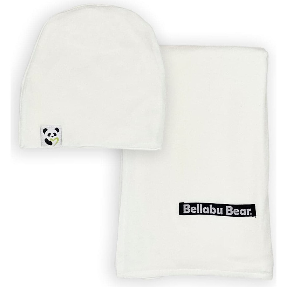 Milk White Bamboo Swaddle & Beanie Set, White - Swaddles - 1