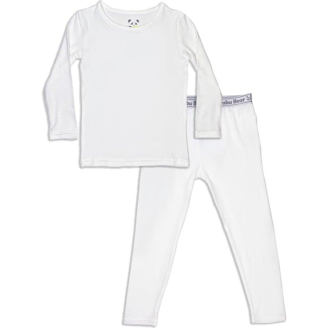 Milk White Bamboo Kids Pajamas, White