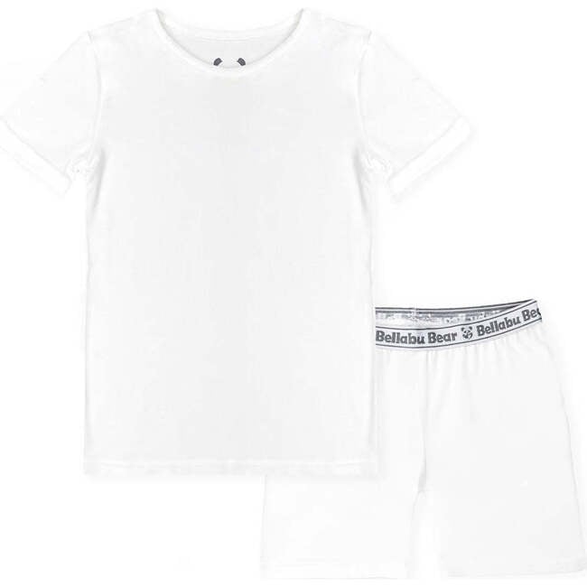 Milk White Bamboo Kids Pajama Short Set, White