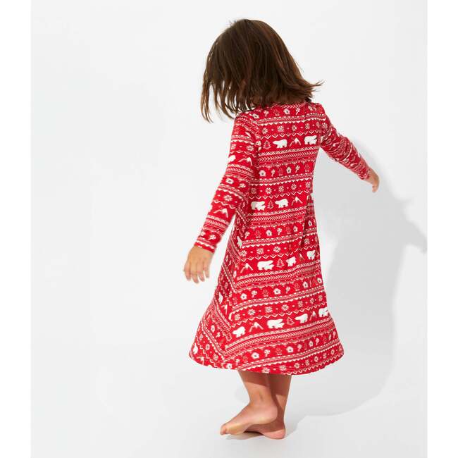 Polar Isle Red Bamboo Girls' Long Sleeve Dress, Grey - Dresses - 3