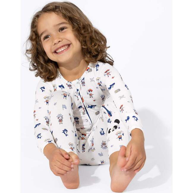 Pirate Bamboo Convertible Footie, White - Footie Pajamas - 2