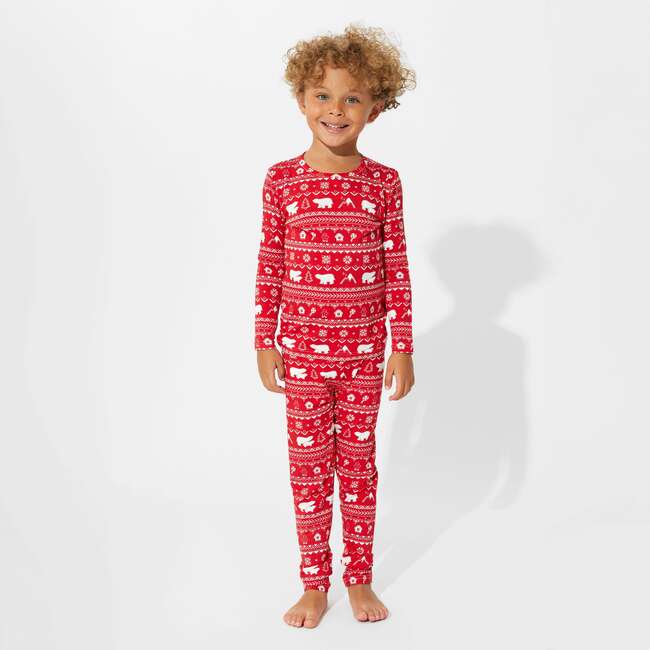 Polar Isle Red Bamboo Kids Pajamas, Red - Pajamas - 2