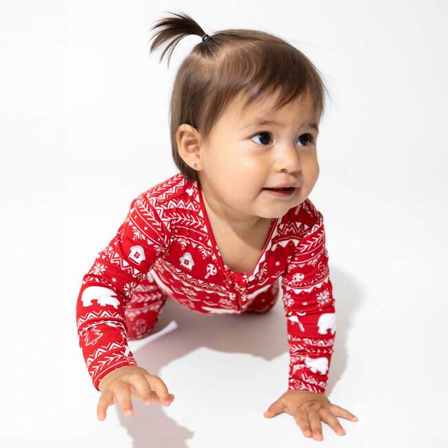 Polar Isle Red Bamboo Convertible Footie, Red - Footie Pajamas - 2