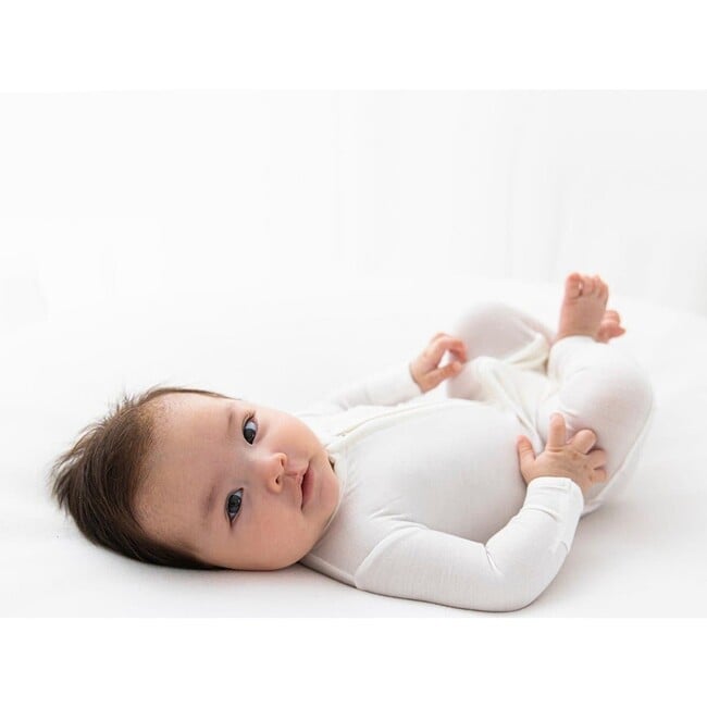 Milk White Bamboo Convertible Footie, White - Footie Pajamas - 3