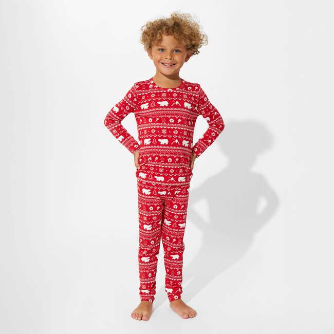 Polar Isle Red Bamboo Kids Pajamas, Red - Pajamas - 3