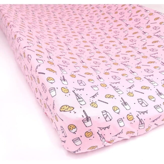 Milk & Cookies Pink Changing Pad Cover, Pink