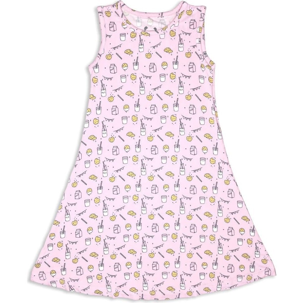 Milk & Cookies Pink Bamboo Girls' Sleeveless Dress, Pink - Dresses - 1