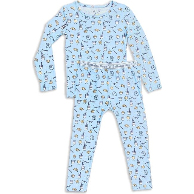 Milk & Cookies Blue Bamboo Kids Pajamas, Blue