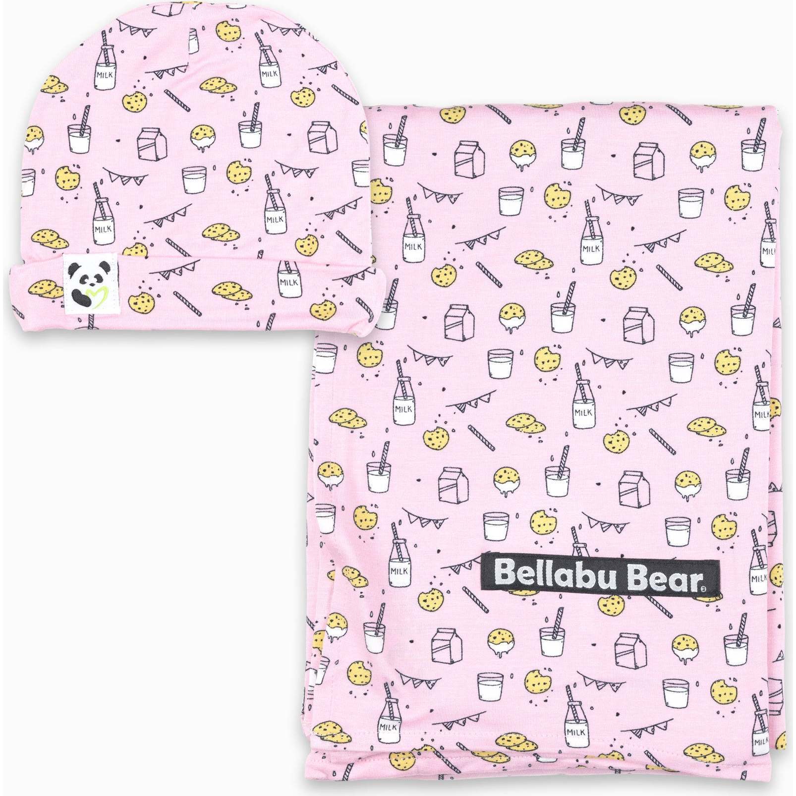 Milk & Cookies Pink Bamboo Swaddle & Beanie Set, Pink - Swaddles - 1