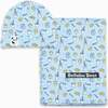 Milk & Cookies Blue Bamboo Swaddle & Beanie Set, Blue - Swaddles - 1 - thumbnail