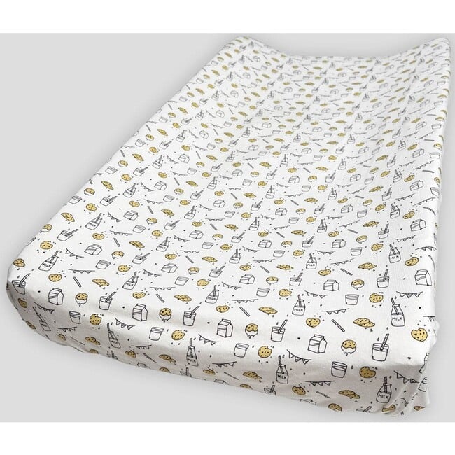 Milk & Cookies Original Crib Sheet, White