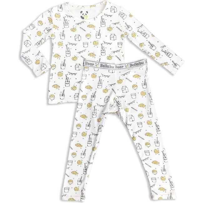 Milk & Cookies Original Bamboo Kids Pajamas, White