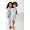 Milk & Cookies Blue Bamboo Kids Pajama Short Set, Blue - Pajamas - 2