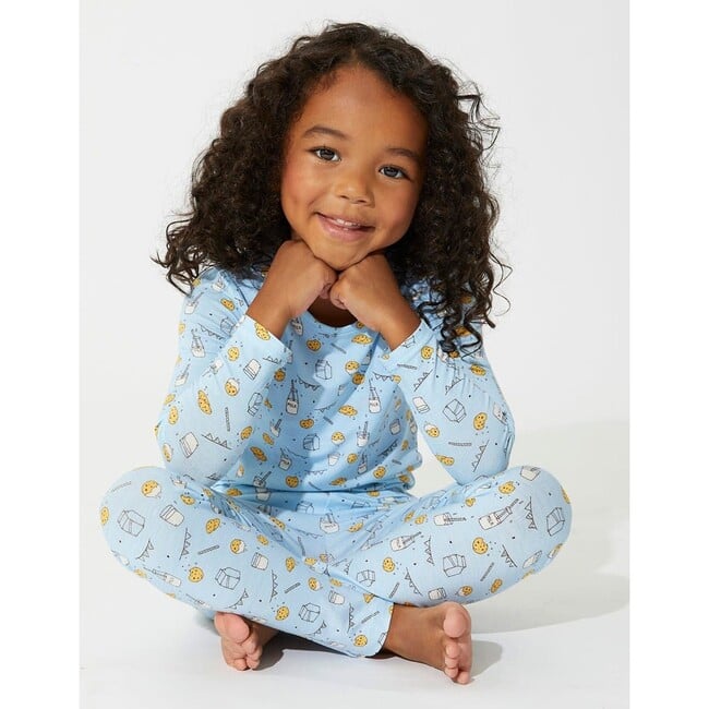 Milk & Cookies Blue Bamboo Kids Pajamas, Blue - Pajamas - 3