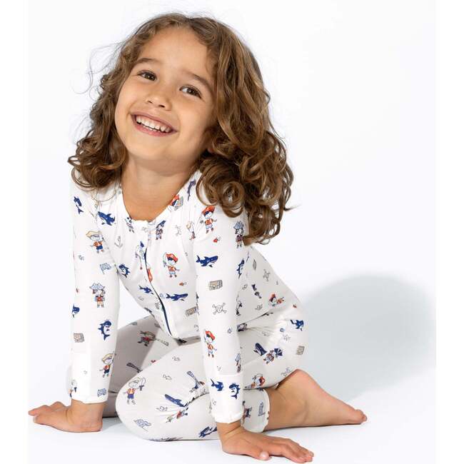 Pirate Bamboo Convertible Footie, White - Footie Pajamas - 4