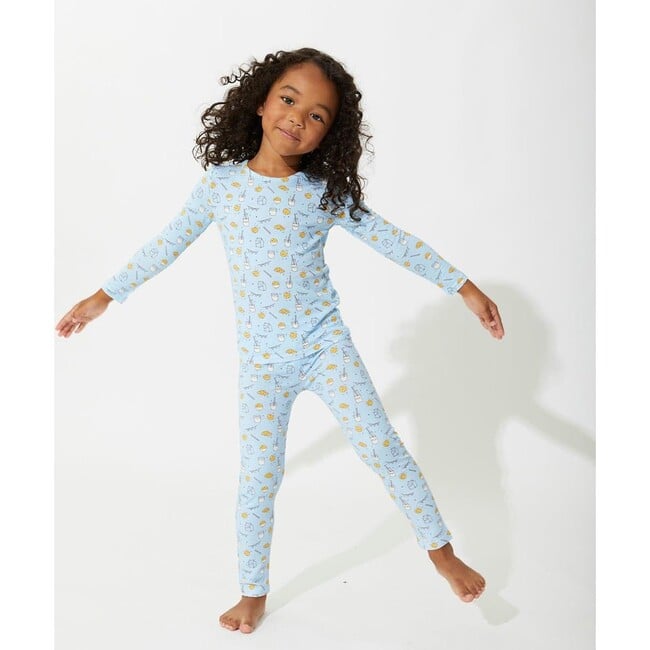 Milk & Cookies Blue Bamboo Kids Pajamas, Blue - Pajamas - 4