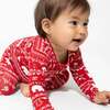 Polar Isle Red Bamboo Convertible Footie, Red - Footie Pajamas - 3