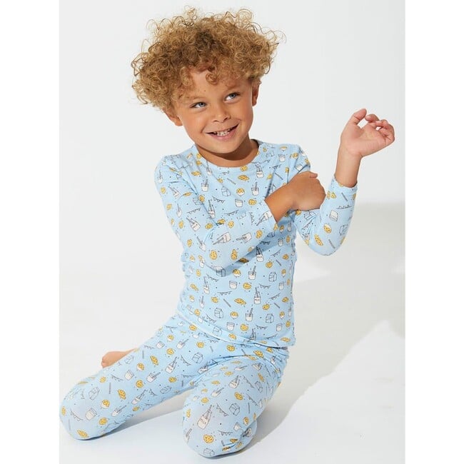 Milk & Cookies Blue Bamboo Kids Pajamas, Blue - Pajamas - 6