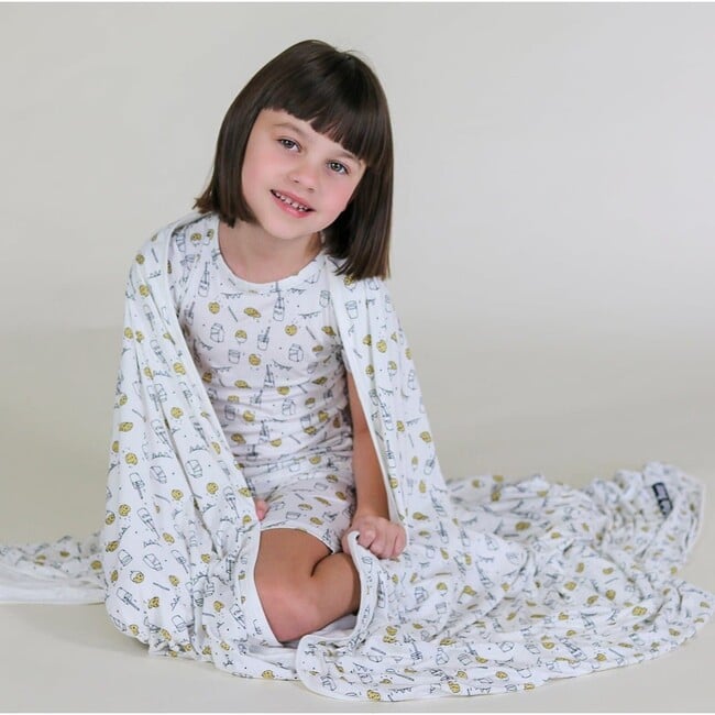 Milk & Cookies Original Bamboo Kids Pajama Short Set, White - Pajamas - 3