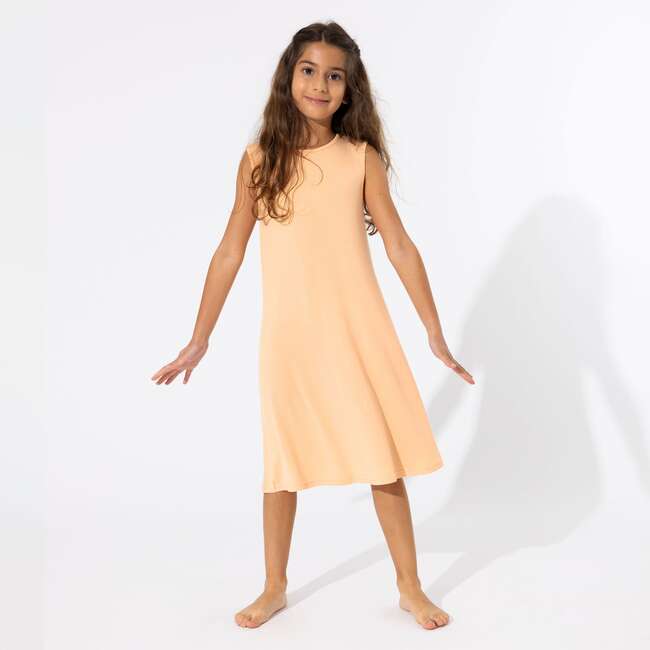 Peach Fuzz Bamboo Girls' Sleeveless Dress, Orange - Dresses - 3