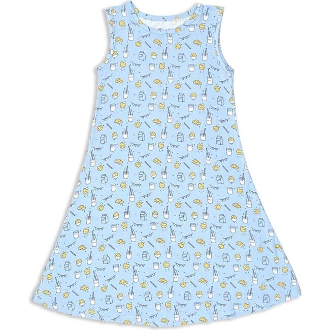 Milk & Cookies Blue Bamboo Girls' Sleeveless Dress, Blue