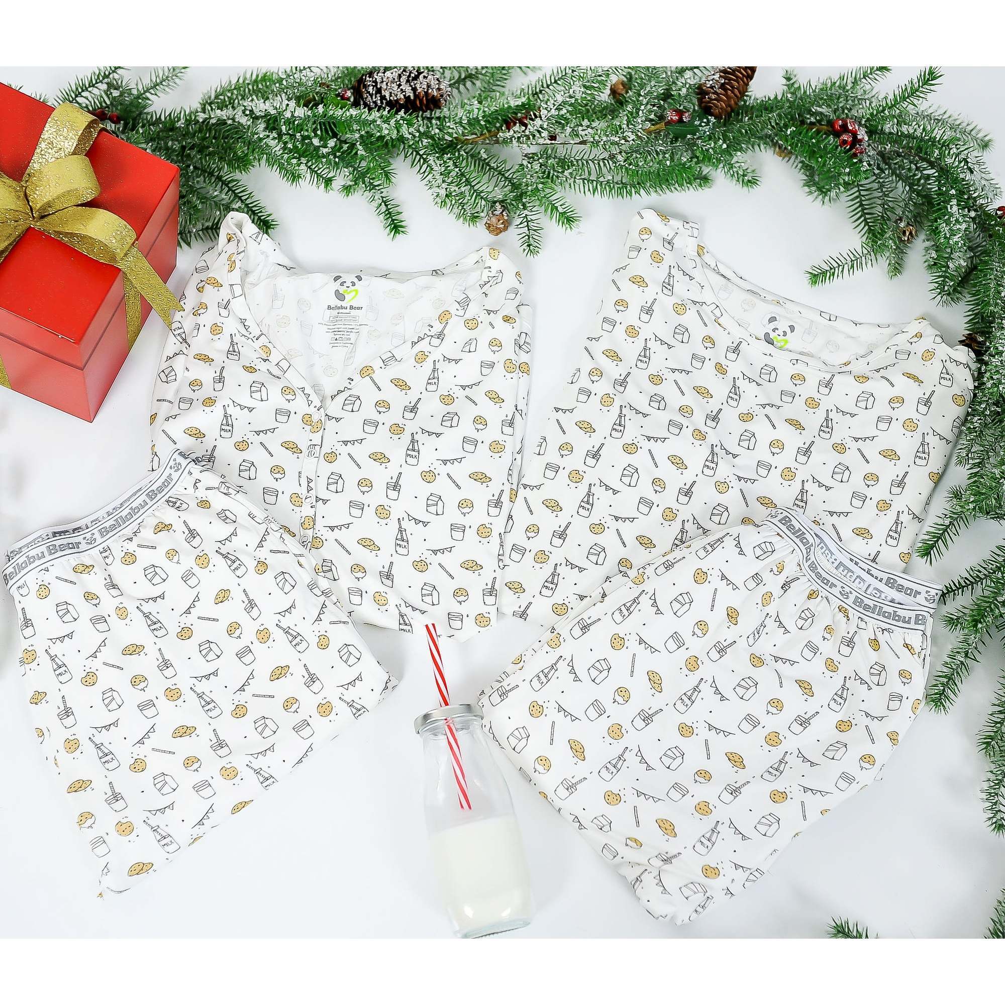 Milk & Cookies Bamboo Women's Pajama Set, White - Pajamas - 1
