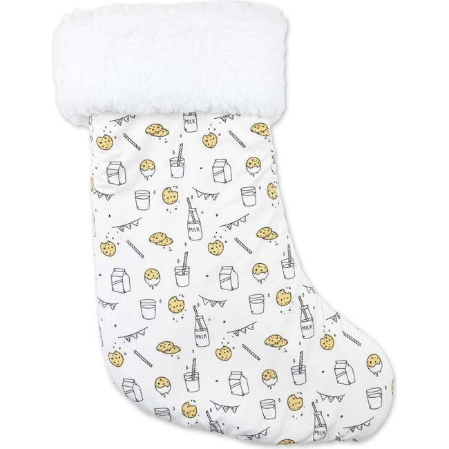 Milk & Cookies Bamboo Sherpa Stocking, White