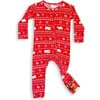 Polar Isle Red Bamboo Convertible Footie, Red - Footie Pajamas - 6