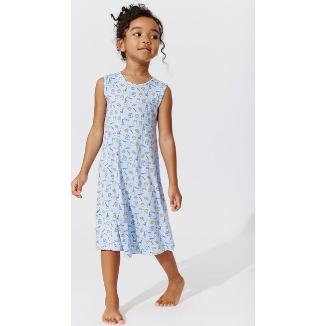 Milk & Cookies Blue Bamboo Girls' Sleeveless Dress, Blue - Dresses - 7