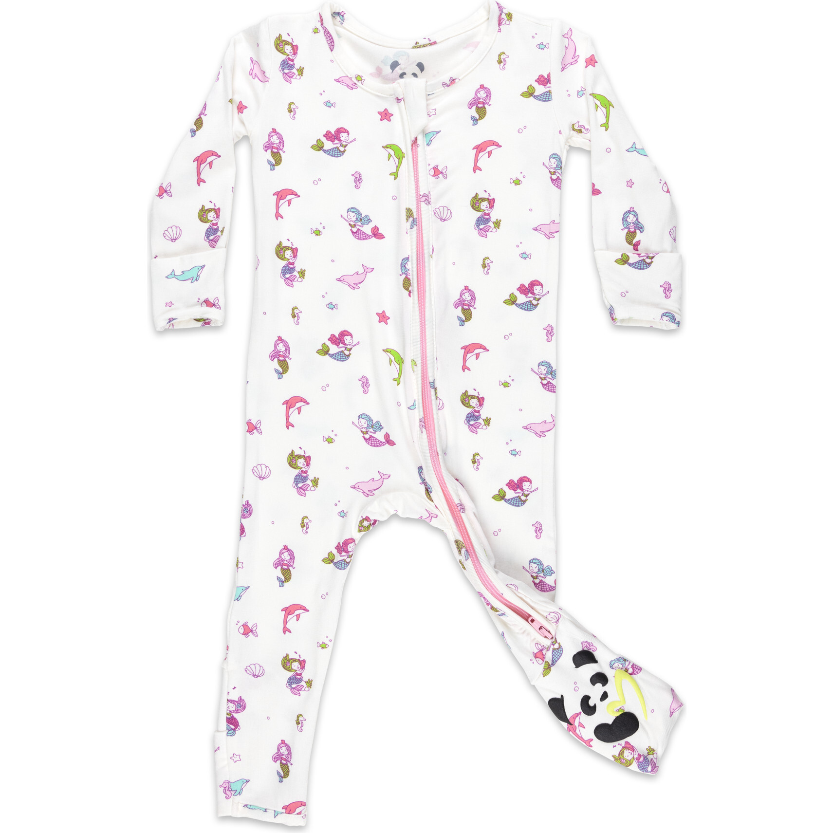 Mermaid Bamboo Convertible Footie, White - Footie Pajamas - 1