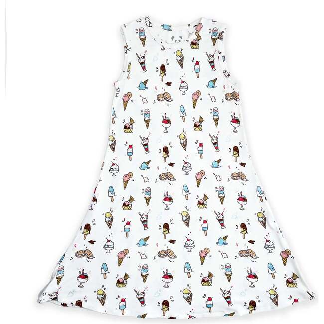 Ice Cream Bamboo Girls' Sleeveless Dress, White