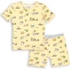 Love You Brunches Bamboo Kids Pajama Short Set, Yellow - Pajamas - 1 - thumbnail