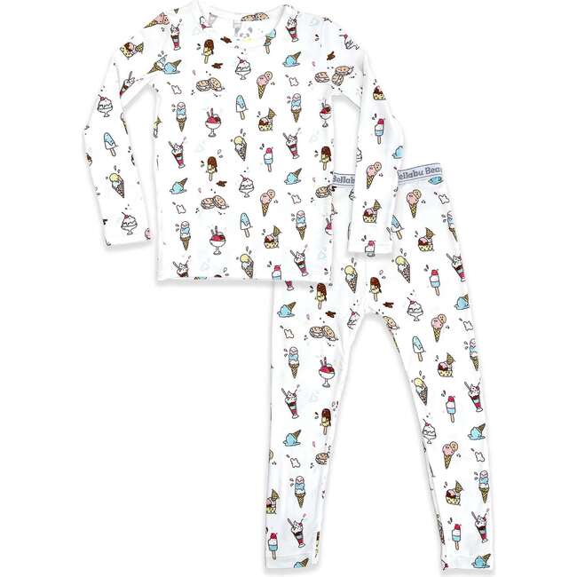 Ice Cream Bamboo Kids Pajamas, White