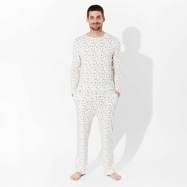 Milk & Cookies Bamboo Men's Pajama Set, White - Pajamas - 2