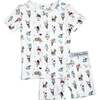 Ice Cream Bamboo Kids Pajama Short Set, White - Pajamas - 1 - thumbnail