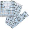 Holiday Plaid Blue Bamboo Women's Pajama Set, Blue - Pajamas - 1 - thumbnail