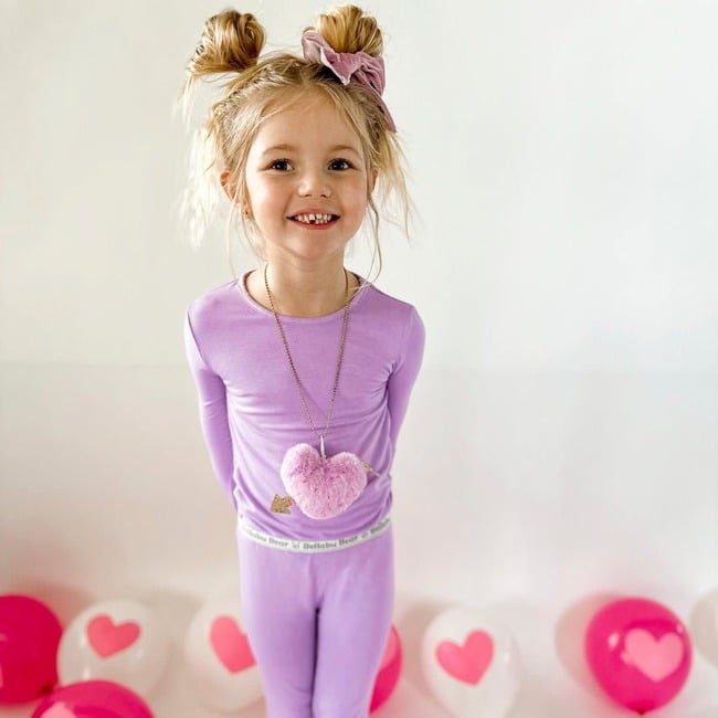 Lavender Bamboo Kids Pajamas, Purple - Pajamas - 3