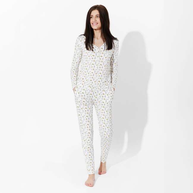 Milk & Cookies Bamboo Women's Pajama Set, White - Pajamas - 4