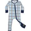 Holiday Plaid Blue Bamboo Convertible Footie, Blue - Footie Pajamas - 1 - thumbnail