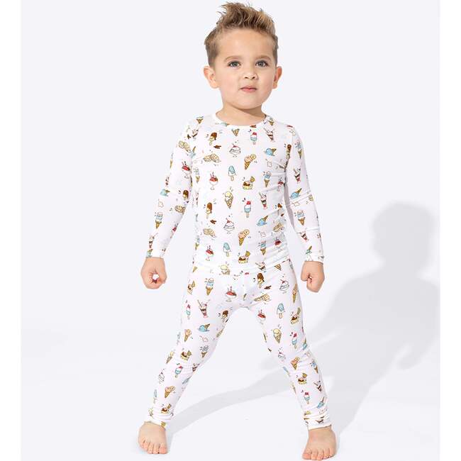 Ice Cream Bamboo Kids Pajamas, White - Pajamas - 2