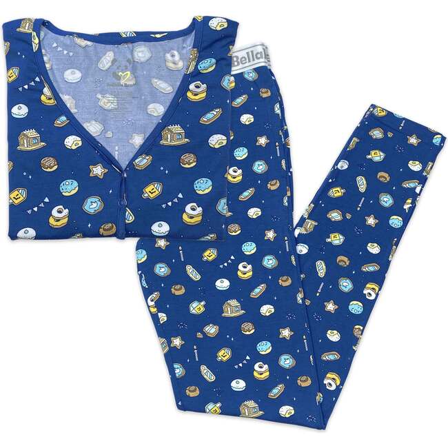 Hanukkah Cookies Bamboo Women's Pajama Set, Blue