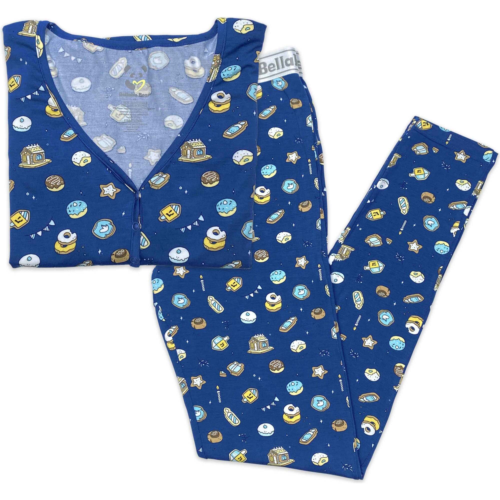 Hanukkah Cookies Bamboo Women's Pajama Set, Blue - Pajamas - 1