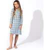 Holiday Plaid Blue Bamboo Girls' Long Sleeve Dress, Blue - Dresses - 3