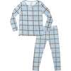 Holiday Plaid Blue Bamboo Kids Pajamas, Blue - Pajamas - 1 - thumbnail