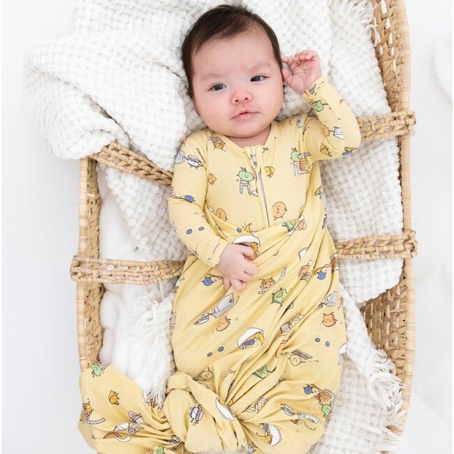 Love You Brunches Bamboo Convertible Footie, Yellow - Footie Pajamas - 2