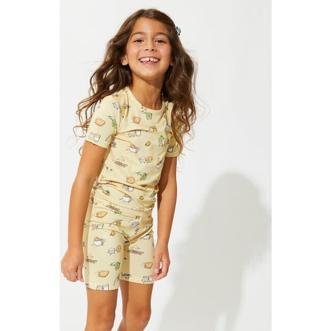 Love You Brunches Bamboo Kids Pajama Short Set, Yellow - Pajamas - 5