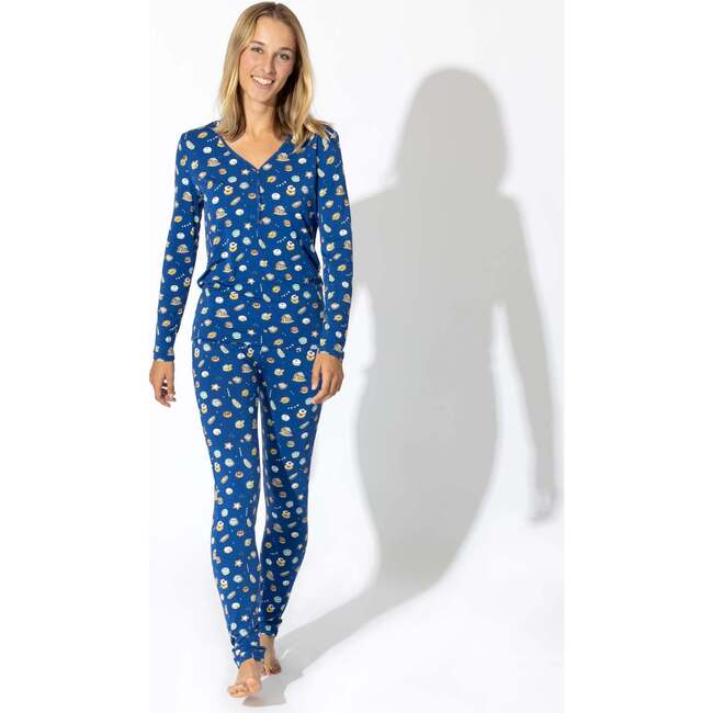 Hanukkah Cookies Bamboo Women's Pajama Set, Blue - Pajamas - 2