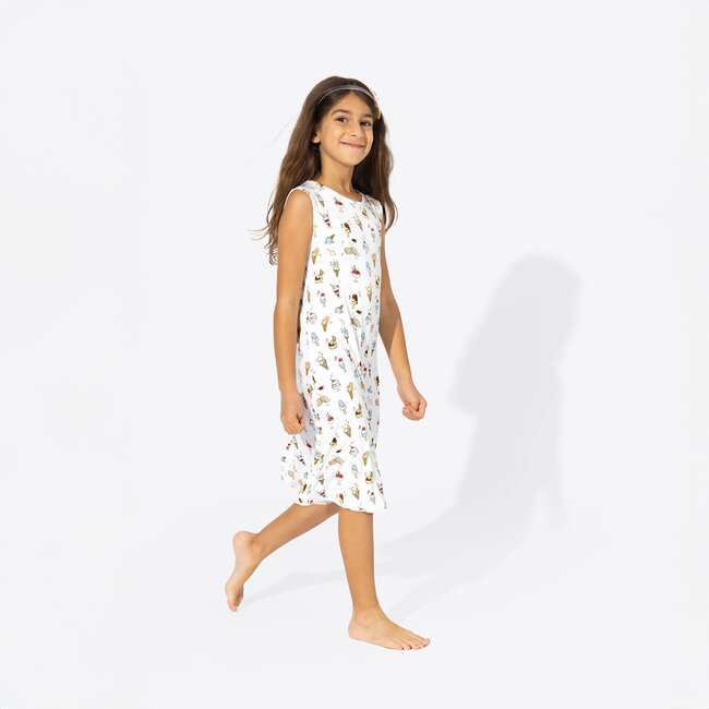 Ice Cream Bamboo Girls' Sleeveless Dress, White - Dresses - 5